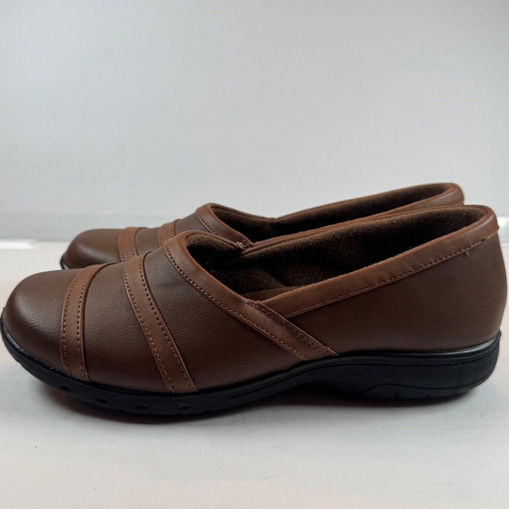 Easy Street Comfort Wave Brown Slip On Loafers Womens 8WW Wide Shoes